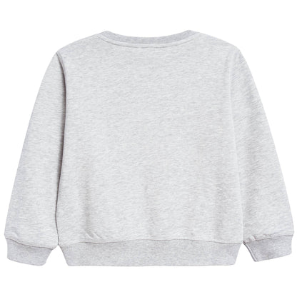 Girls Marl Grey Tiger Printed Cotton Sweater