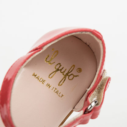 Girls Red Velcro Tape Sandals With Bow Trims