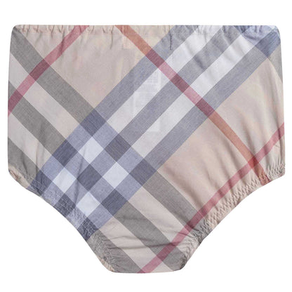 Baby Girls Beige Check Dress With Collar