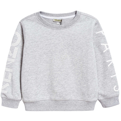Boys Marl Grey Logo Cotton Sweater