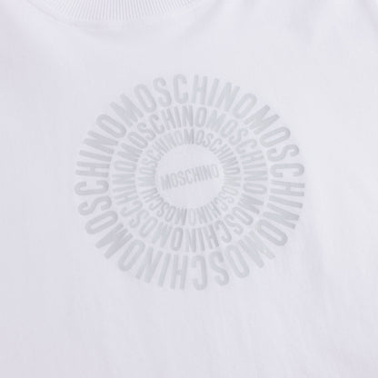 男童白色圆形Logo棉套装