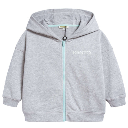 Girls Marl Grey Cotton Hooded Cardigan
