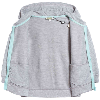 Girls Marl Grey Cotton Hooded Cardigan