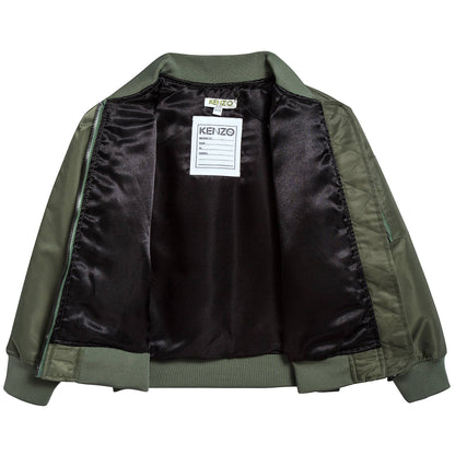 Boys Army Green Logo Jacket