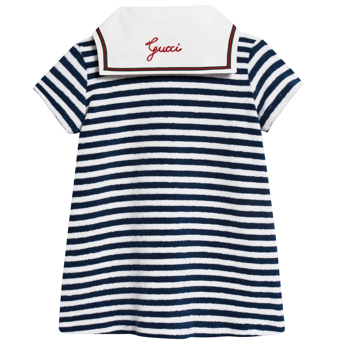 Girls Blue & White Striped Towelling Dress