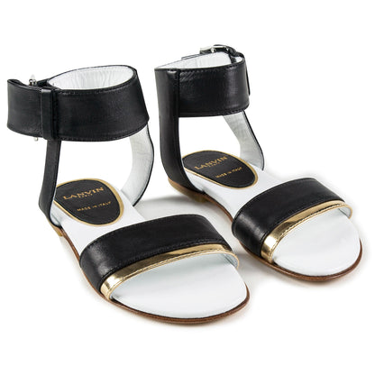 Girls Black & Gold Sandals