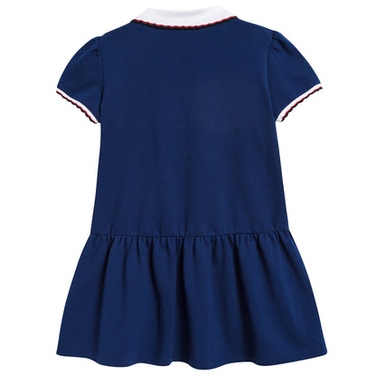 Girls Blue Flower Printed Dress
