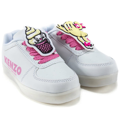 Girls White Flashing Sneakers