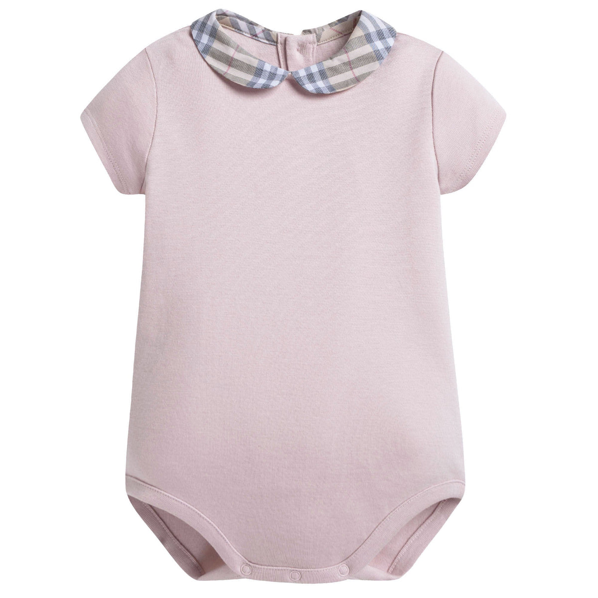 Baby Girls Pink Cotton Body With Check Collar