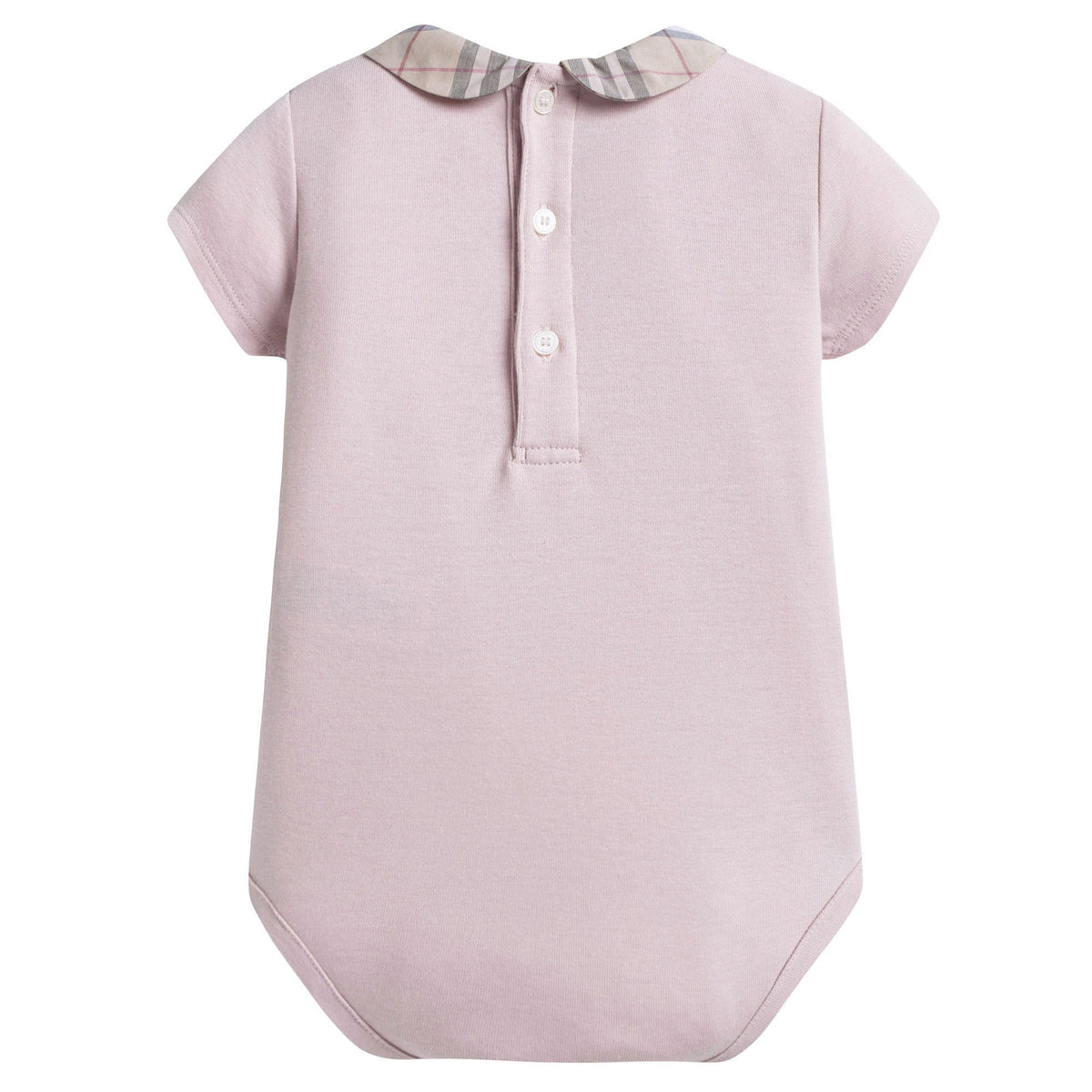 Baby Girls Pink Cotton Body With Check Collar