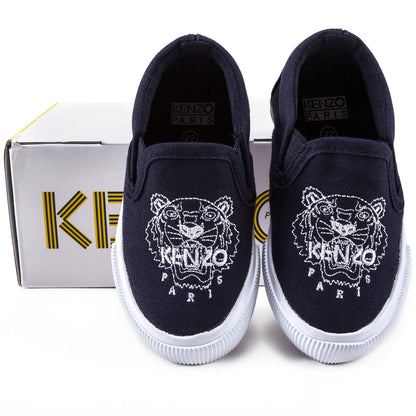 Baby Boys Navy Tiger Printed Shoes