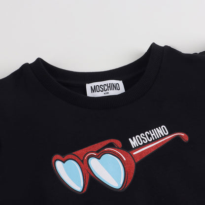 女童黑色印花棉连衣裙