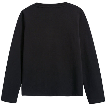 Girls Black Cotton T-shirt