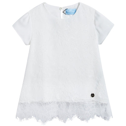 Girls White Lace T-shirt