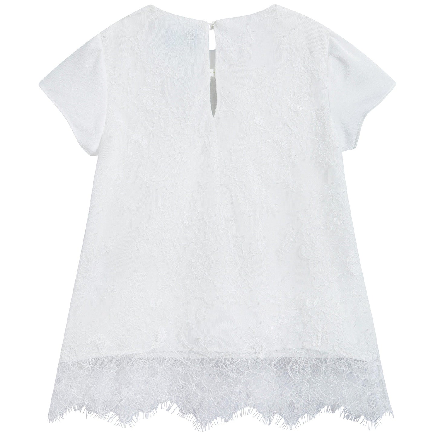 Girls White Lace T-shirt