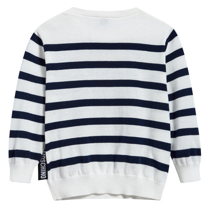 Baby White & Blue Striped Cotton Sweater