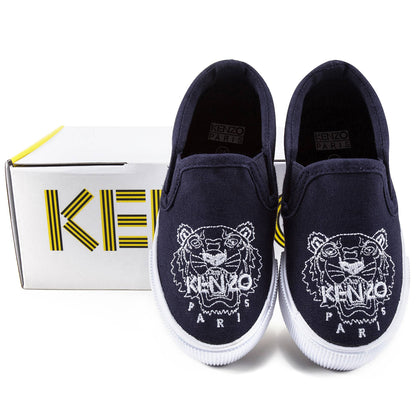 Boys Navy Tiger Printed Shoes