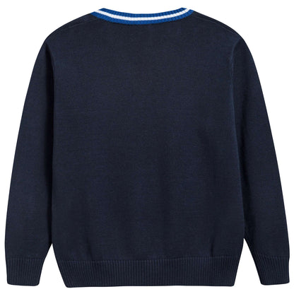 Boys Dark Blue & Bluette  Cotton Sweater