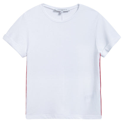 Girls White Cotton Logo T-shirt