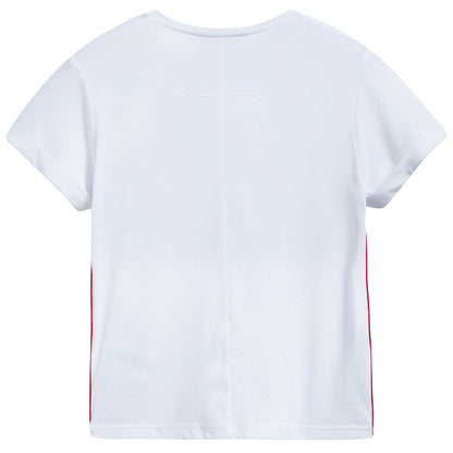 Girls White Cotton Logo T-shirt