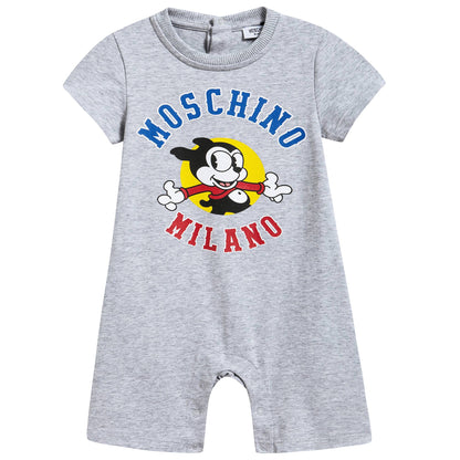 Baby Melange Grey Cotton Rompers