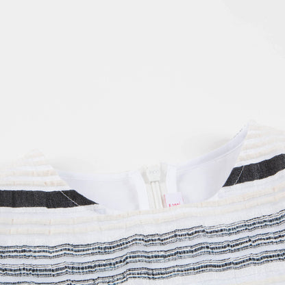 Girls White & Black Stripes Dress