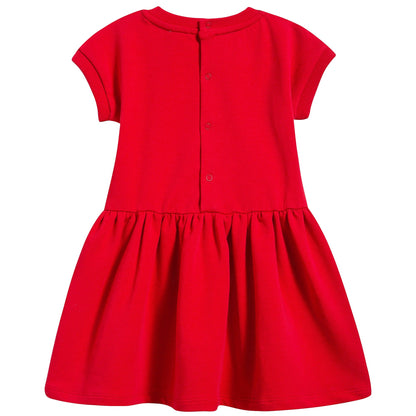 Baby Girls Poppy Red Cotton Teddy Bear Dress