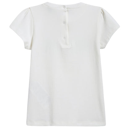 Girls White Logo Cotton T-shirt