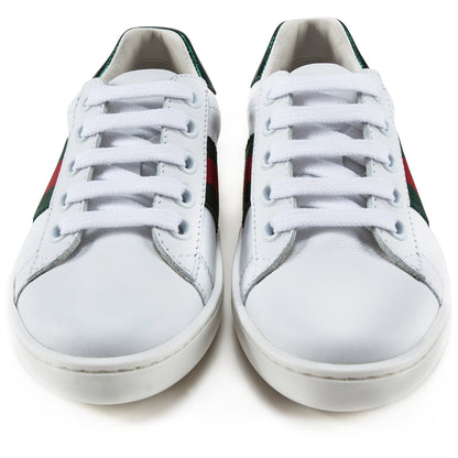 Girls & Boys White Leather Trainers
