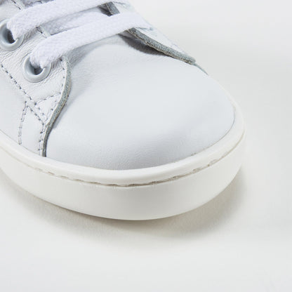 Girls & Boys White Leather Trainers