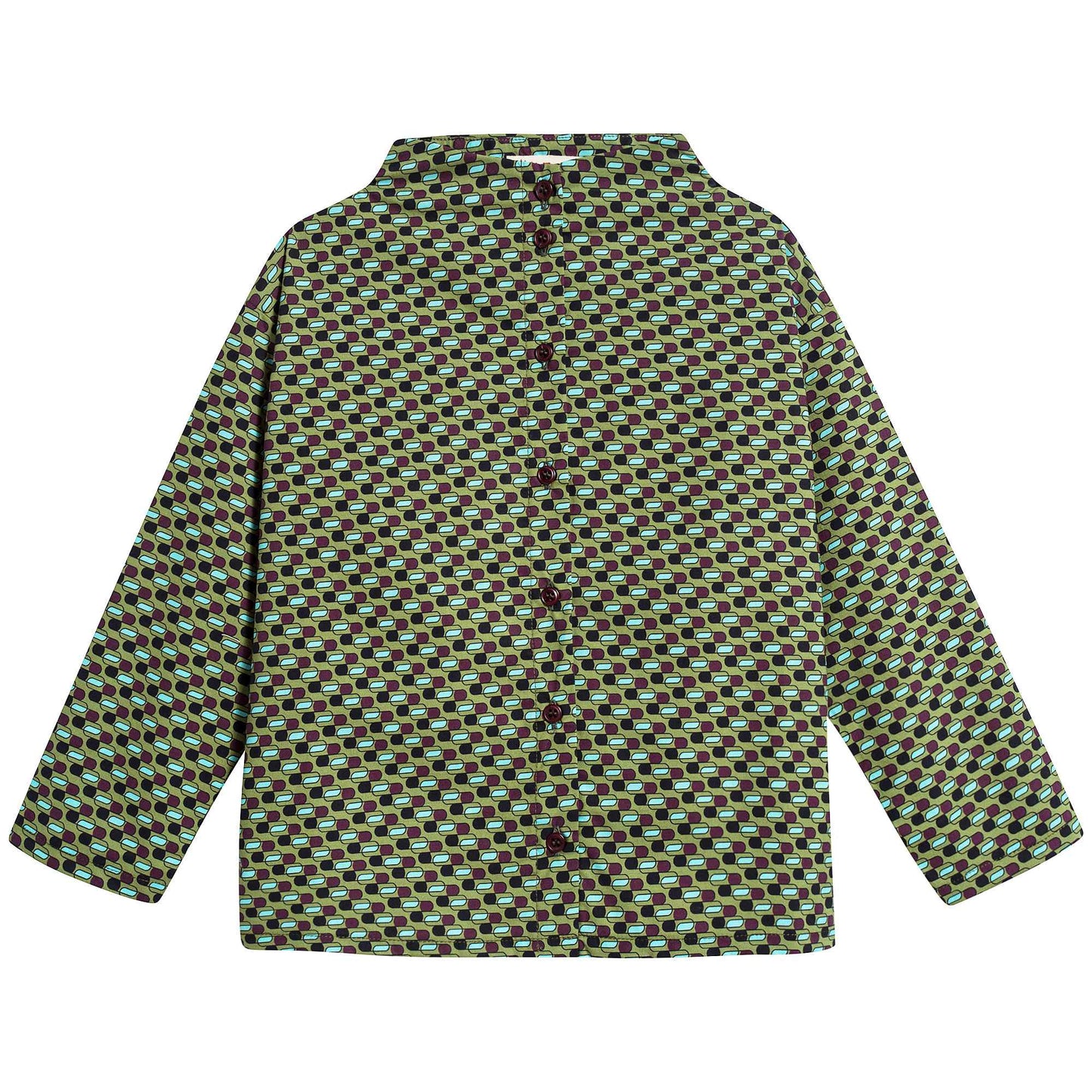 儿童绿色立领衬衫