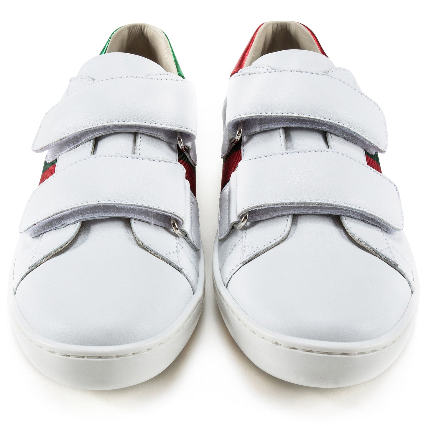 Girls & Boys White Velcro Leather Board Shoes
