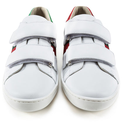 Girls & Boys White Velcro Leather Board Shoes