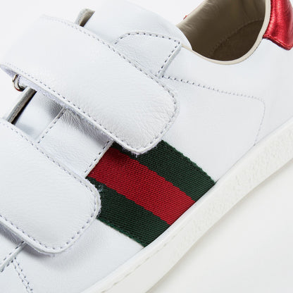 Girls & Boys White Velcro Leather Board Shoes