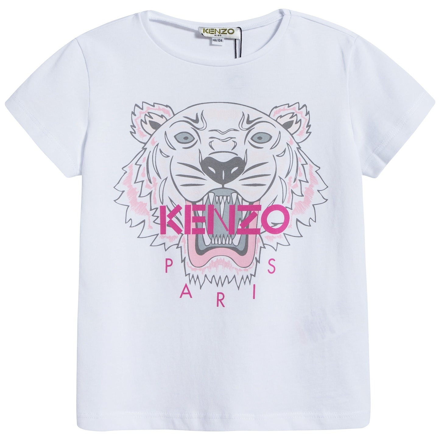 Girls White Tiger Cotton T-shirt