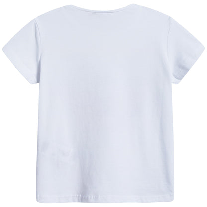 Girls White Tiger Cotton T-shirt