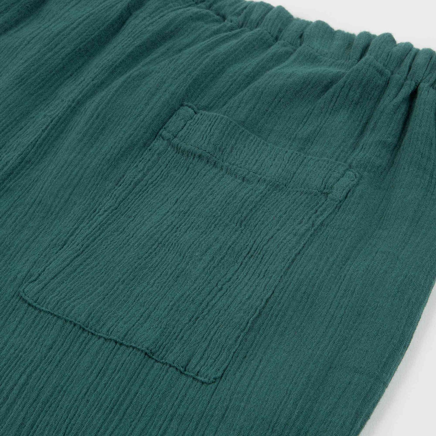 Girls & Boys Dark Green Cotton Woven Trousers