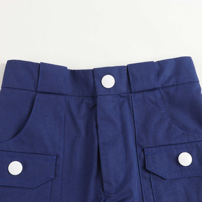 女童蓝色棉短裤