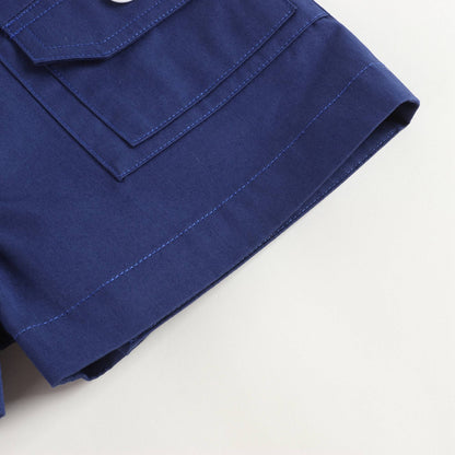 女童蓝色棉短裤