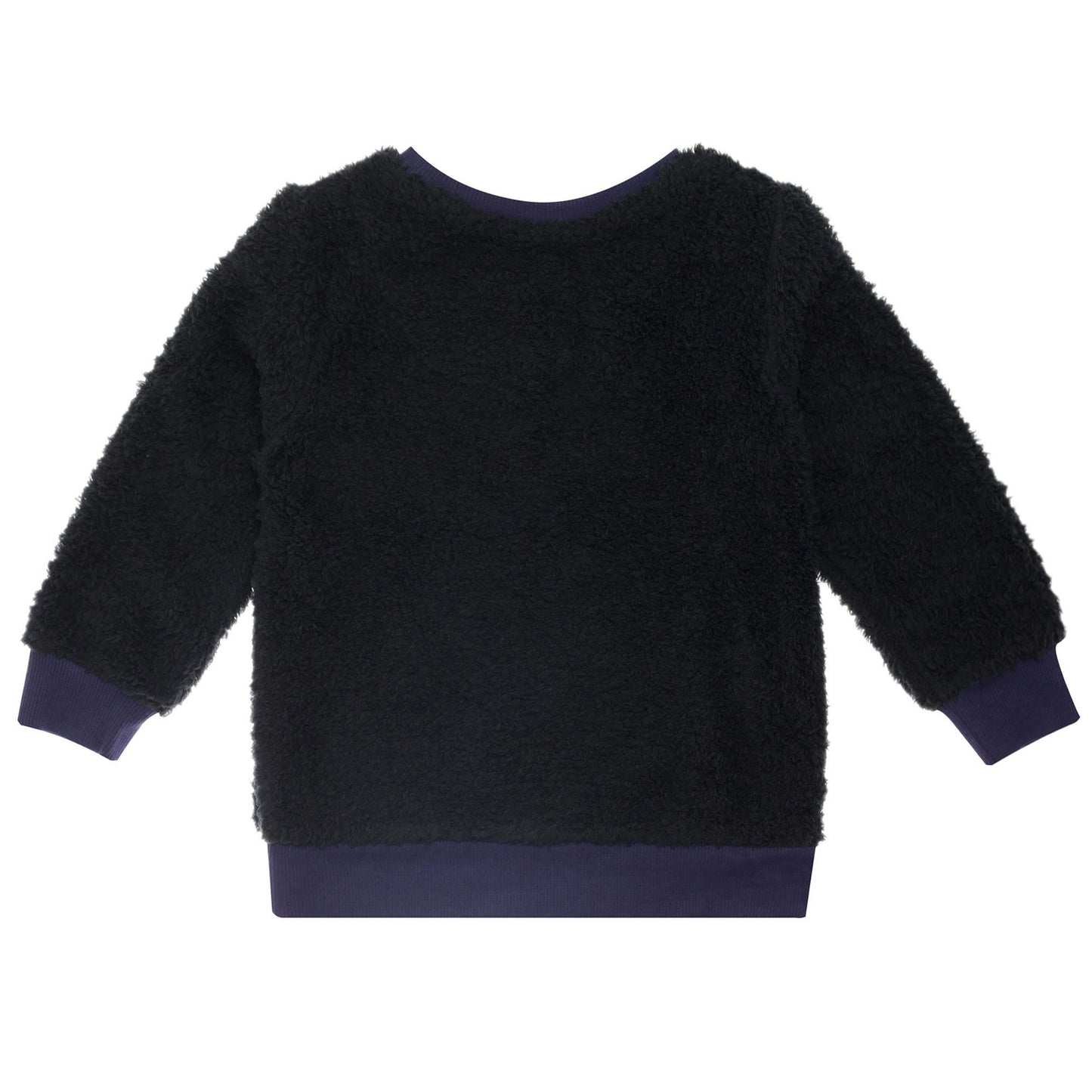 Girls Navy Blue Cherry Printed Fur Sweatshirt
