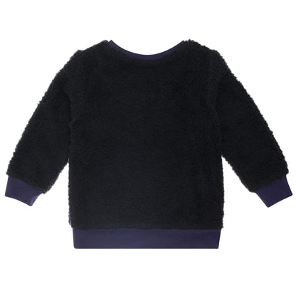 Girls Navy Blue Cherry Printed Fur Sweatshirt