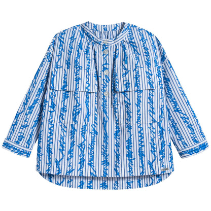 Girls Bright Blue Cotton Shirt