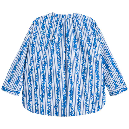 Girls Bright Blue Cotton Shirt