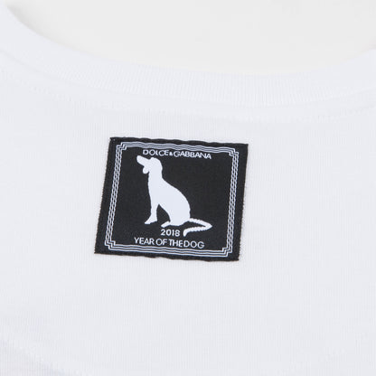 Girls White Dog Cotton T-shirt