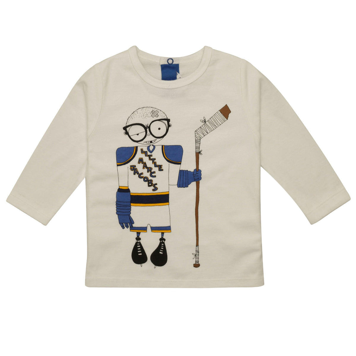 Baby Boys White Fancy Printed Trims Cotton T-Shirt