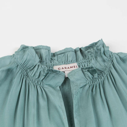 Girls Dusty Turquoise Woven Dress