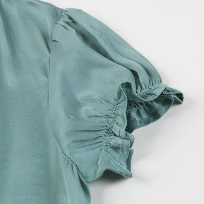 Girls Dusty Turquoise Woven Dress