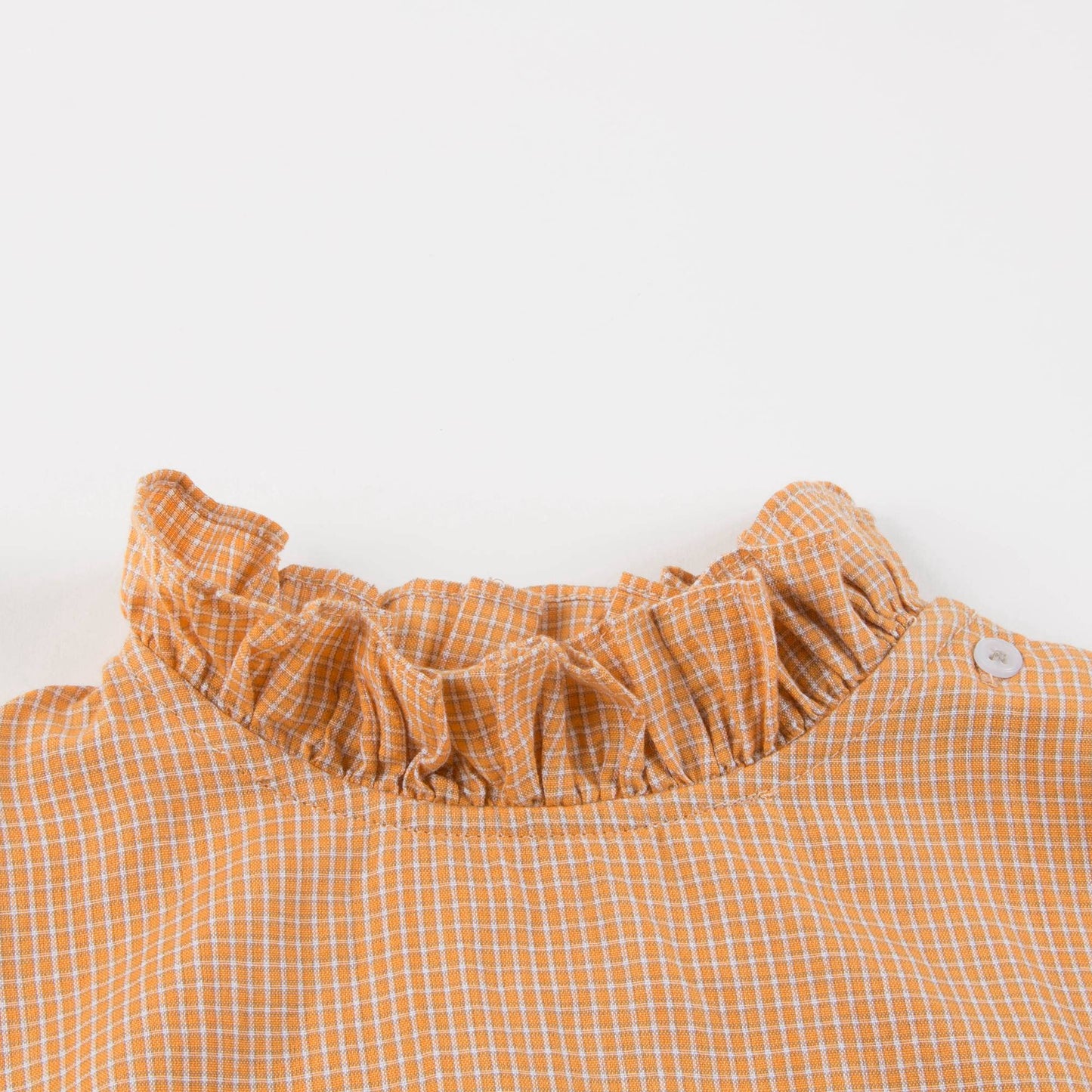Girls Orange Microcheck Cotton Woven Blouse