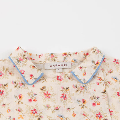 Girls Pink Printed Cotton Woven T-shirt