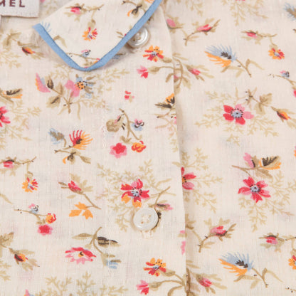 Girls Pink Printed Cotton Woven T-shirt